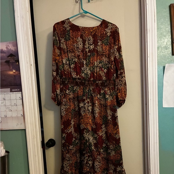 Frye Floral Brown Long Sleeve Maxi Dress in Autumn Mix - Picture 9 of 11